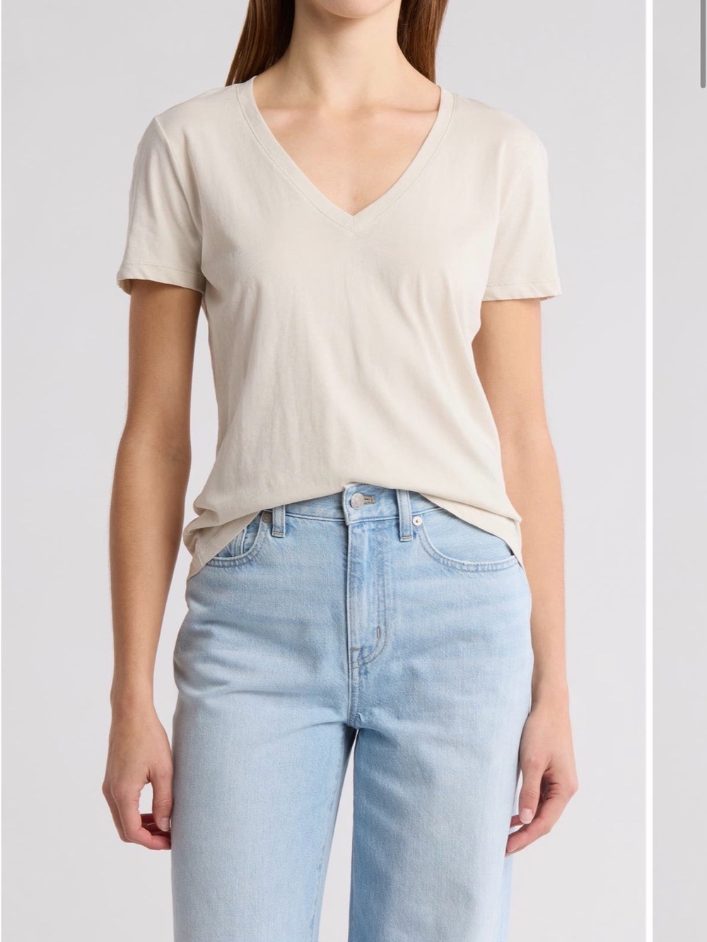 Madewell Cream V-Neck Short Sleeve Tee